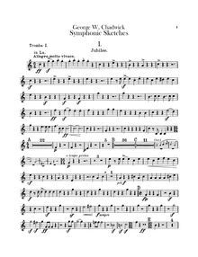 Partition trompette 1, 2 (en A, B♭), symphonique sketches, Chadwick, George Whitefield