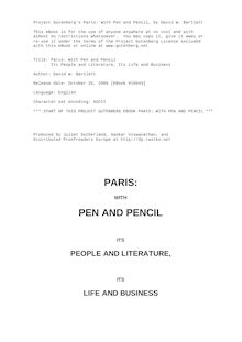 Paris: With Pen and Pencil - Its People and Literature, Its Life and Business