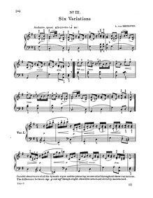 Partition complète, Variations en G major WoO77, Six easy variations for piano on an original theme
