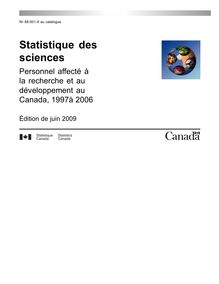 Statistique des sciences ­- Personnel affecté à la recherche et au  développement au Canada, 1997