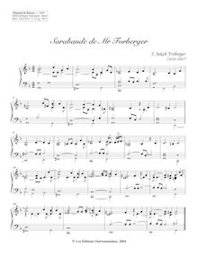 Partition Sarabande, 7 clavecin pièces from Bauyn Manuscript, Froberger, Johann Jacob