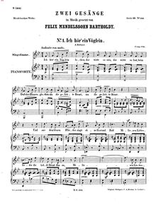 Partition complète, 2 chansons, WoO 18, Mendelssohn, Felix par Felix Mendelssohn