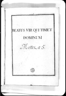 Partition complète, Beatus vir, Grand motet, Lalande, Michel Richard de