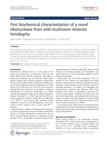 First biochemical characterization of a novel ribonuclease from wild mushroom Amanita hemibapha