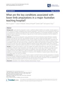 What are the key conditions associated with lower limb amputations in a major Australian teaching hospital?