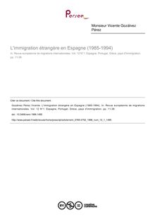 L immigration étrangère en Espagne (1985-1994) - article ; n°1 ; vol.12, pg 11-38