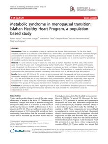 Metabolic syndrome in menopausal transition: Isfahan Healthy Heart Program, a population based study