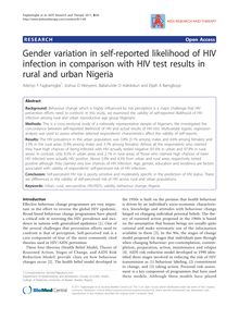 Gender variation in self-reported likelihood of HIV infection in comparison with HIV test results in rural and urban Nigeria