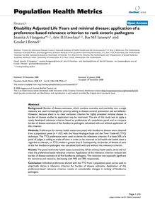 Disability Adjusted Life Years and minimal disease: application of a preference-based relevance criterion to rank enteric pathogens
