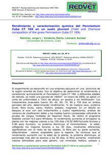 Rendimiento y caracterización química del Pennisetum Cuba CT 169 en un suelo pluvisol (Yield and Chemical composition of the grass Pennisetum Cuba CT 169)
