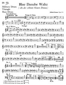 Partition Percussion, pour Blue Danube, Op. 314, On the Beautiful Blue Danube - WalzesAn der schönen blauen Donau