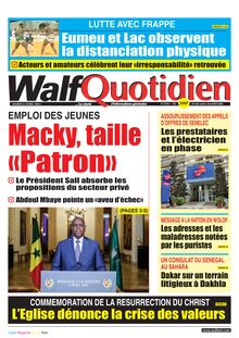 Walf Quotidien n°8709 - du mardi 06 avril 2021