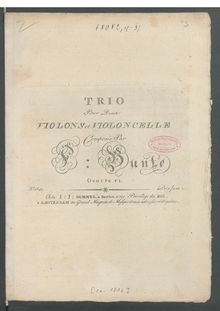 Partition parties complètes, corde Trio en D major, D major, Bunte, Johann Friedrich