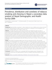 Prevalence, distribution and correlates of tobacco smoking and chewing in Nepal: a secondary data analysis of Nepal Demographic and Health Survey-2006