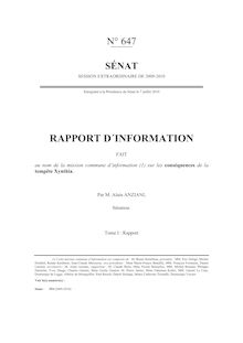 Rapport d information fait au nom de la mission commune d information sur les conséquences de la tempête Xynthia - Tome I : rapport
