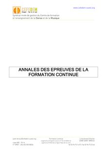 ANNALES DES EPREUVES DE LA FORMATION CONTINUE