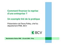 BCV Comment financer la reprise d’une  entreprise