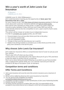 Win a year s worth of John Lewis Car Insurance