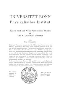 System test and noise performance studies at the ATLAS pixel detector [Elektronische Ressource] / von Jens Weingarten. Universität Bonn, Physikalisches Institut