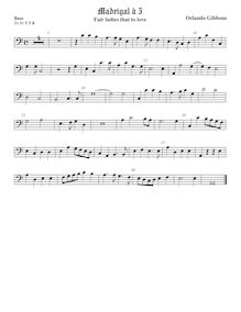 Partition viole de basse, madrigaux pour 5 voix, Gibbons, Orlando par Orlando Gibbons