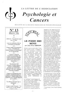 13 Lettre Association Psychologie et Cancers Mars 1996