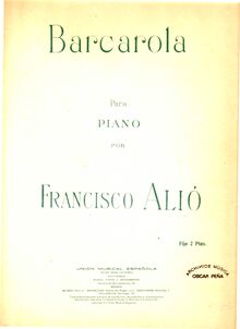 Partition complète, Barcarola., Alió, Francisco