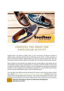 Choosing The Shoes For Particular Activity