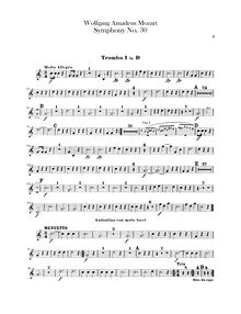 Partition trompette 1, 2 (D), Symphony No.30, D major, Mozart, Wolfgang Amadeus