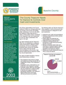 Apache County June 30, 2003 Report Highlights-Single Audit