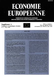 ÉCONOMIE EUROPÉENNE. Supplément A Tendances économiques récentes N° 3 - Mars 1994