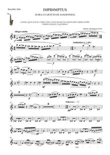 Partition Alto Saxophone (E♭), Impromptus (pour Saxophone quatuor)