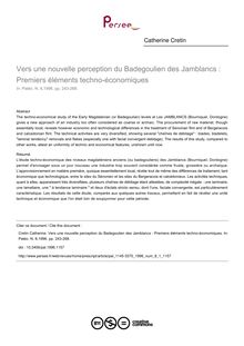 Vers une nouvelle perception du Badegoulien des Jamblancs : Premiers éléments techno-économiques - article ; n°1 ; vol.8, pg 243-268
