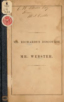 A discourse, occasioned by the death of Daniel Webster : delivered in Central Church, Boston, October 31, 1852