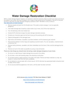 Water Damage Restoration Checklist