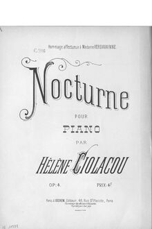 Partition complète, Nocturne, Op.4, G minor, Ciolacou, Hélène