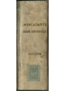 Partition Act I, Didone abbandonata, Dramma per musica, Mercadante, Saverio par Saverio Mercadante