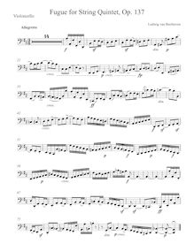 Partition violoncelle, Fugue pour corde quintette, D major, Beethoven, Ludwig van par Ludwig van Beethoven