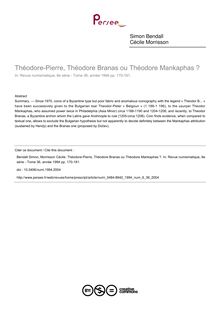 Théodore-Pierre, Théodore Branas ou Théodore Mankaphas ? - article ; n°36 ; vol.6, pg 170-181
