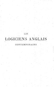 Les logiciens anglais contemporains / par Louis Liard
