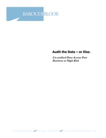Audit the Data Or Else