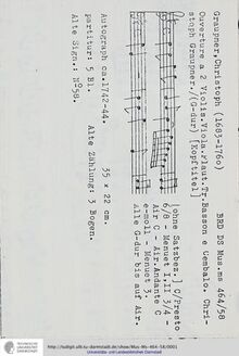 Partition complète, Ouverture en G major, GWV 464, G major, Graupner, Christoph