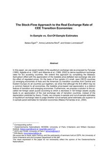 The Stock Flow Approach to the Real Exchange Rate of CEE Transition Economies