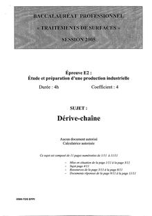 Bacpro surfaces etude et preparation d une production industrielle 2005