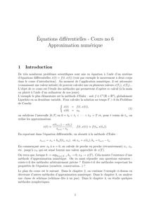 Equations differentielles Cours no Approximation numerique