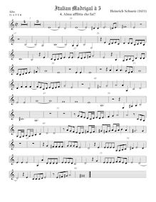 Partition ténor viole de gambe 1, aigu clef, italien madrigaux, Schütz, Heinrich