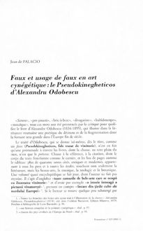Faux et usage de faux en art cynégétique : le Pseudokinegheticos d'Alexandru Odobescu - article ; n°129 ; vol.35, pg 117-125
