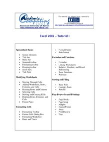 Excel-I-2002 Tutorial