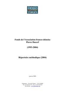 Fonds de l Association franco-chinoise Pierre Ducerf (1993-2004 ...