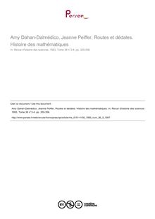 Amy Dahan-Dalmédico, Jeanne Peiffer, Routes et dédales. Histoire des mathématiques  ; n°3 ; vol.36, pg 355-356
