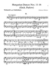 Partition violoncelles / Basses, 21 Hungarian Dances (orchestre) par Johannes Brahms